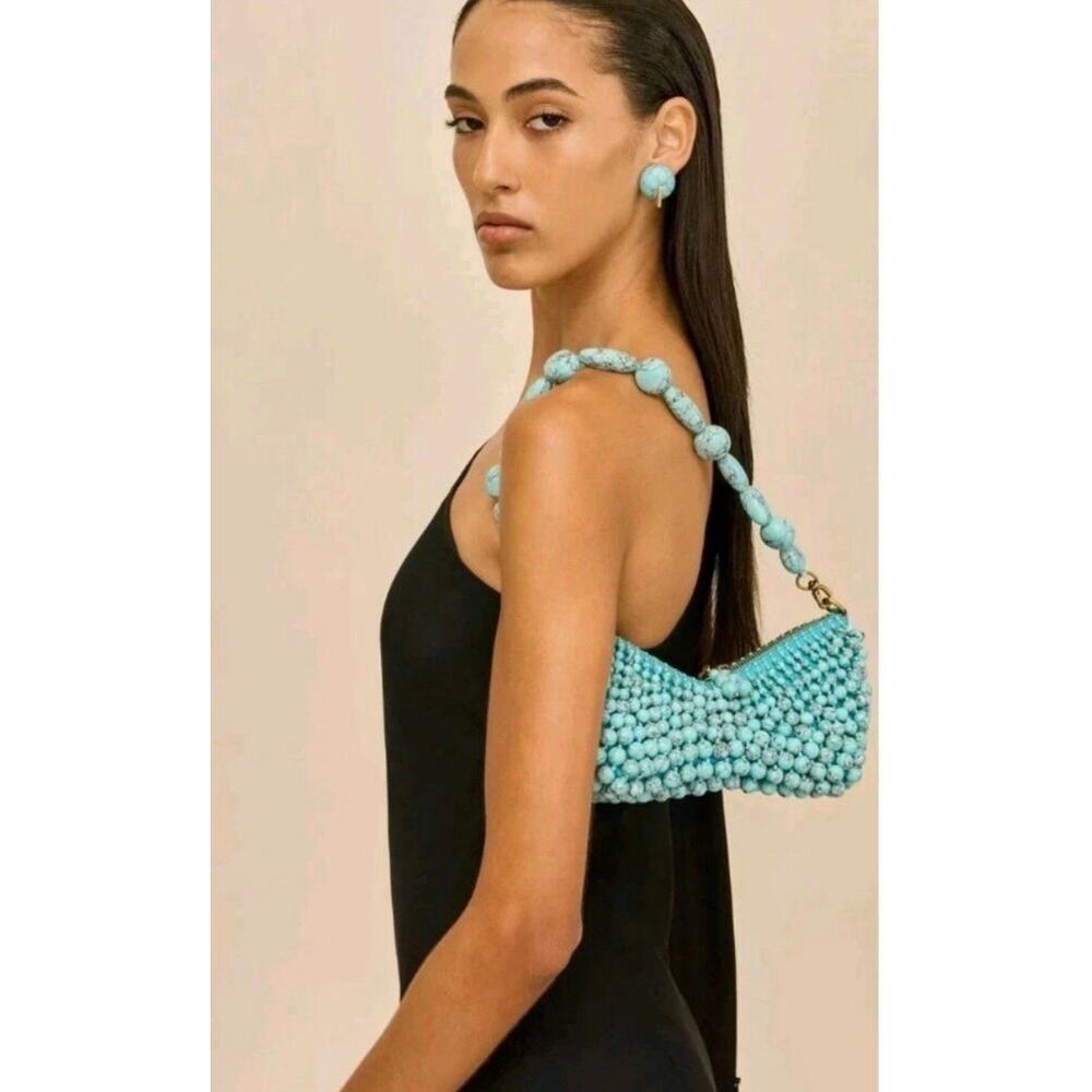 NEW Cult Gaia Mercier Mini Shoulder Bag Turquoise - Picture 2 of 11